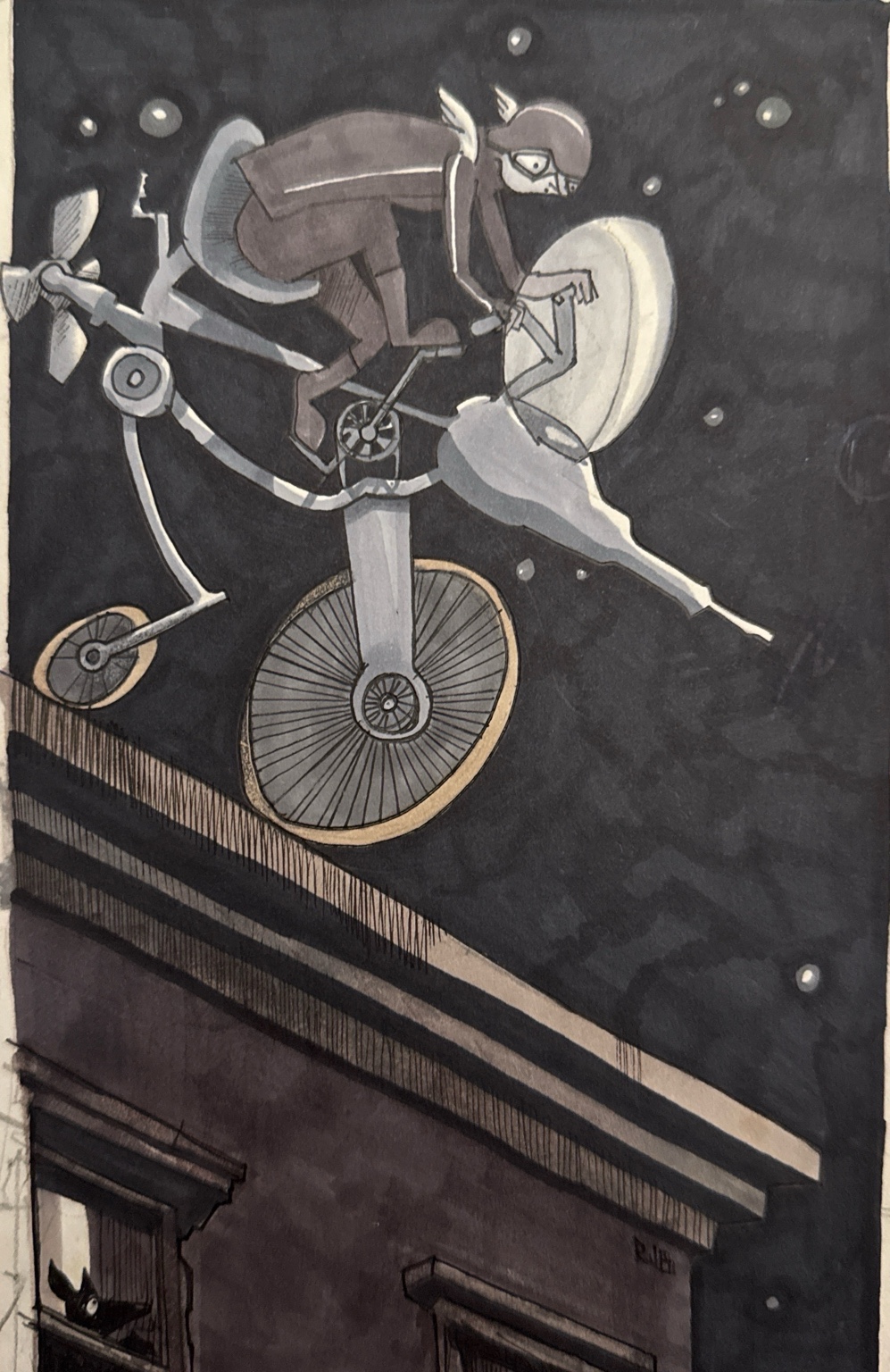 Night Racer — drawing by Richard J. Bailey
